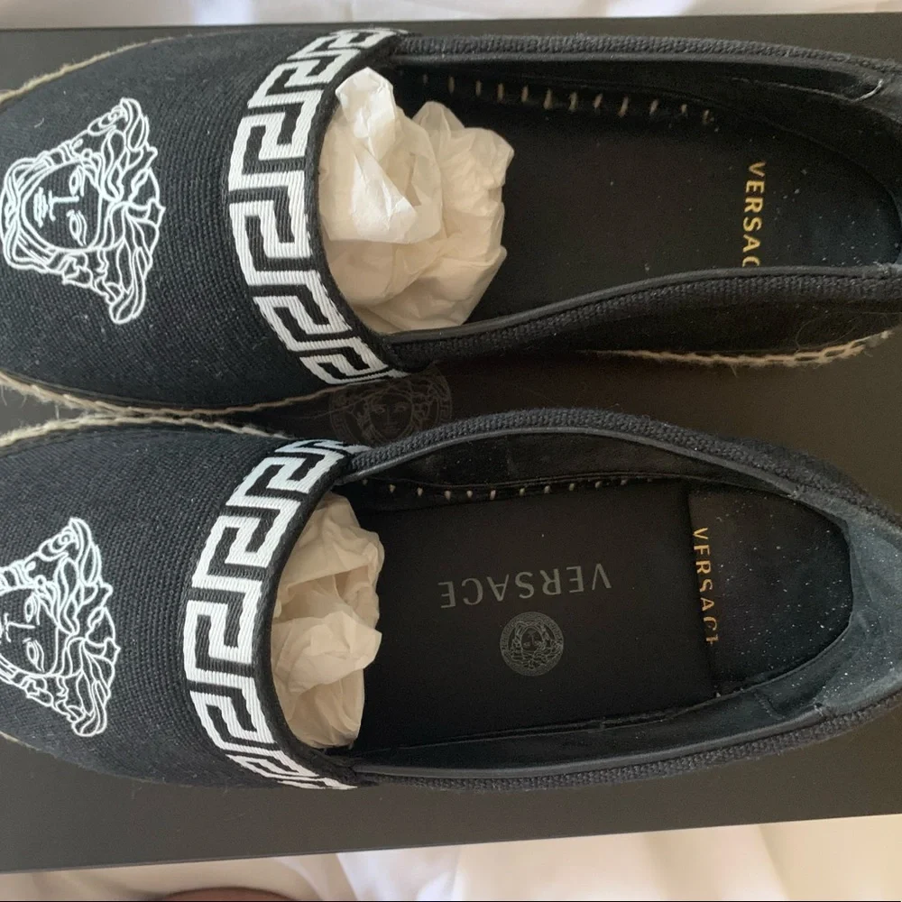 Women black and white Medusa Canvas Espadrille - Picture 2 of 6